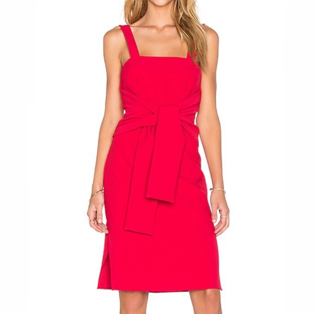 Keepsake The Label Red Tie Front Sleeveless Dress